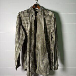 Ralph Lauren Button Down Long Sleeve Shirt 100% Cotton Sz XLT Tall Yellow & Blue